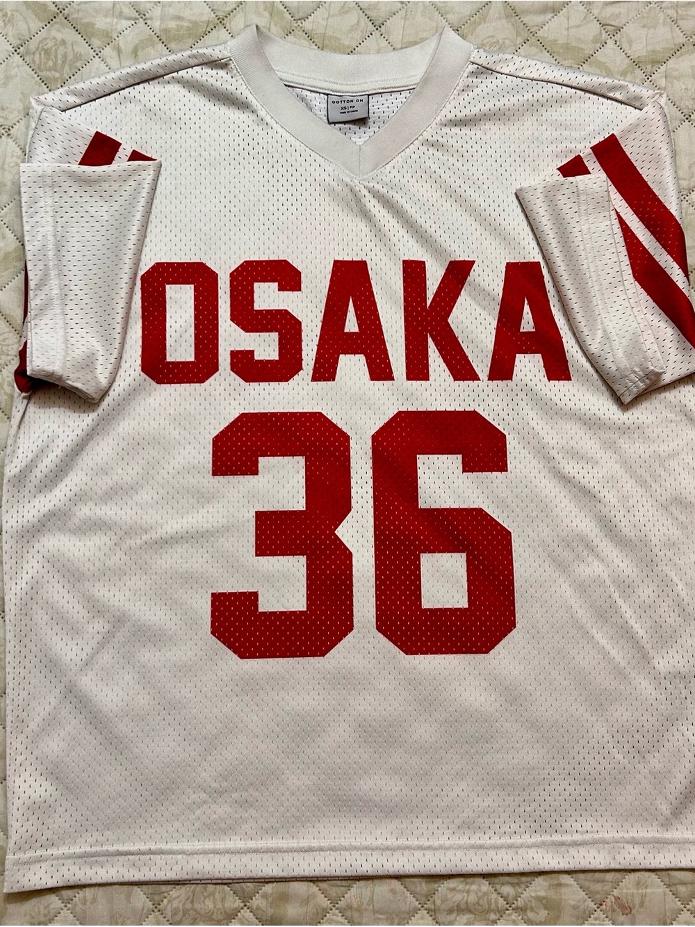 Cotton On Osaka 36 Mesh Jersey Top White Red Size XS